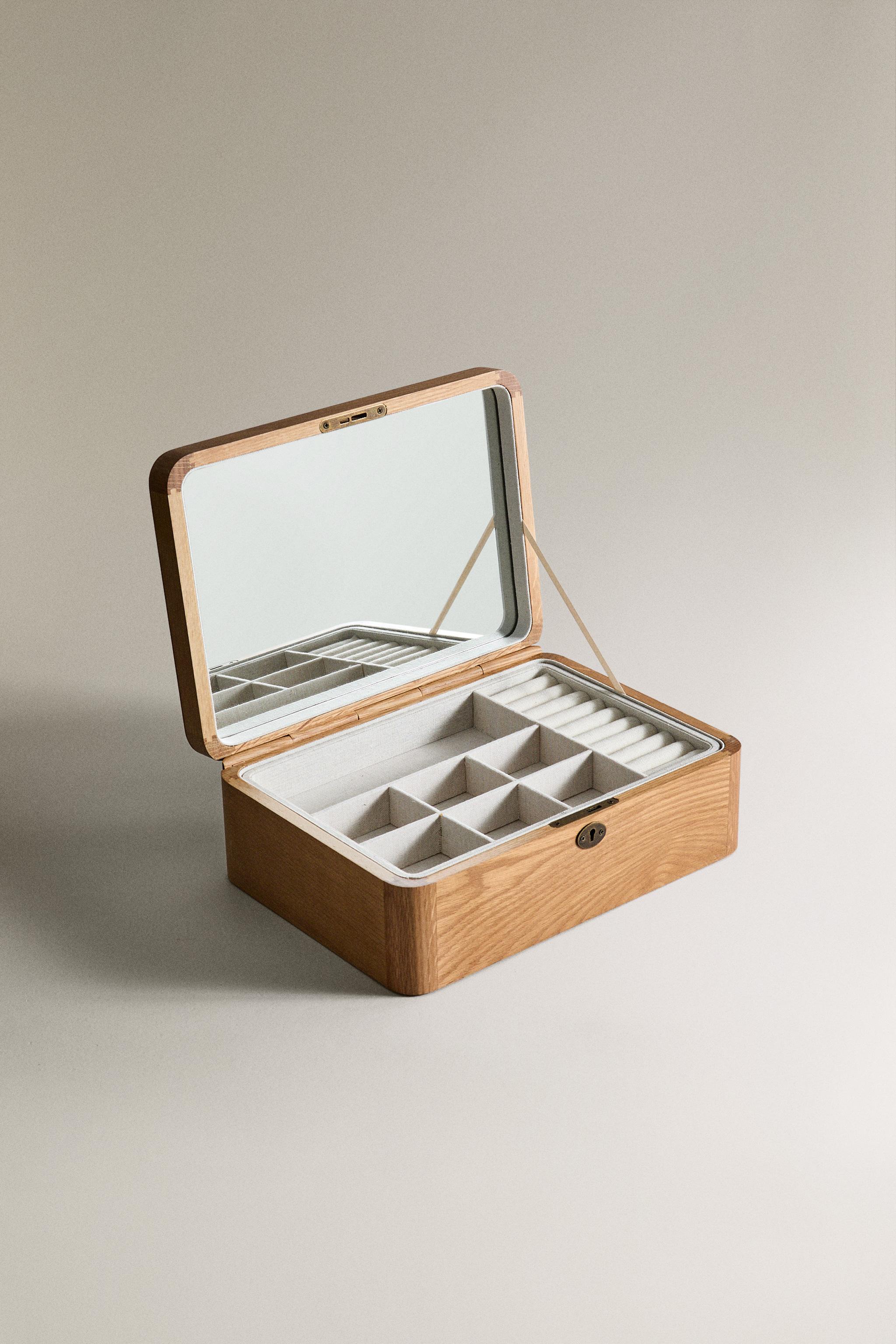 WOODEN JEWELRY BOX WITH MIRROR